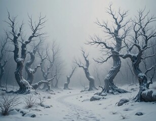 Typical winter scene with snow and serene atmosphere