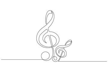Obraz premium Modern single line illustration clean outline style overlapping treble clefs