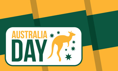 Australia Day. National happy holiday, celebrated annual in January 26. Australian patriotic elements. Kangaroo silhouette. Poster, card, banner and background. Vector illustration