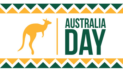 Australia Day. National happy holiday, celebrated annual in January 26. Australian patriotic elements. Kangaroo silhouette. Poster, card, banner and background. Vector illustration