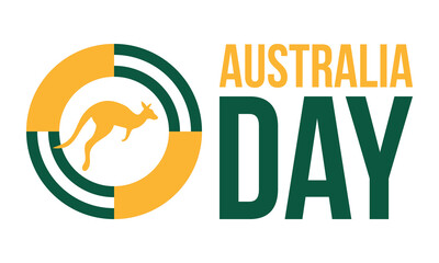 Australia Day. National happy holiday, celebrated annual in January 26. Australian patriotic elements. Kangaroo silhouette. Poster, card, banner and background. Vector illustration