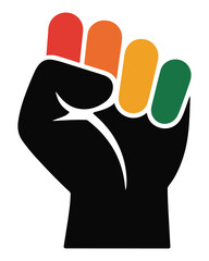 Fist with Colored Fingers Raised in Protest