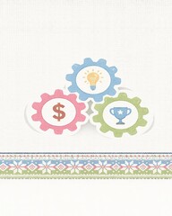 human lifestyle business concept Colorful Gear Icons for Business Success and Innovation authentic commercial stock photography