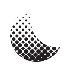 Halftone Crescent Moon Shape Vector, Retro Night Sky Design Element