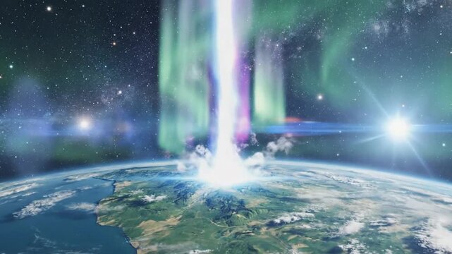 Vibrant auroras and cosmic light over earth