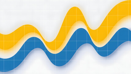 Dynamic visual representation of data trends with flowing blue and yellow waves