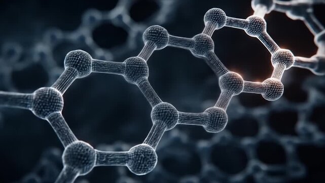 Abstract molecular structure with glowing segments on dark background