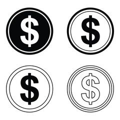 Minimalist dollar sign icons set