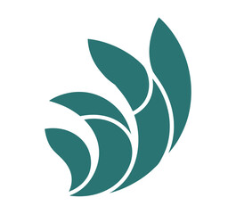 Obraz premium A stylized teal leaf logo on a clean white background