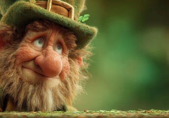 Fototapeta premium Leprechaun peeking from behind foliage