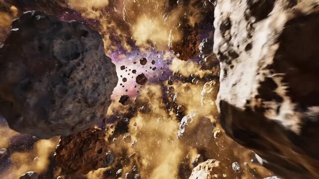 Dynamic asteroid field in space
