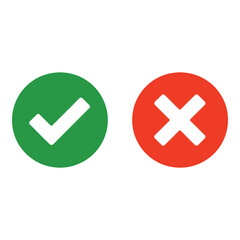 Obraz premium Green checkmark and red cross icons