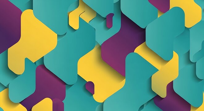 Colorful Interlocking Puzzled Shapes Background.