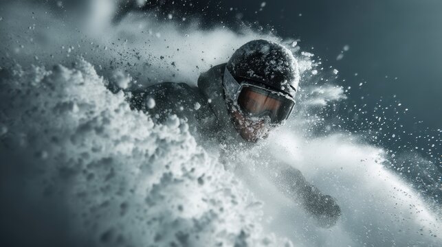 Thrilling winter adventure in deep snowy landscape