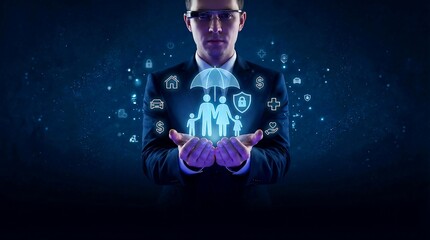 Digital Insurance and Family Protection Concept