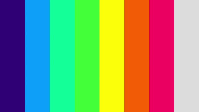 Traditional Broadcast Color Bars Test Pattern Illustrating TV Calibration, Signal Testing