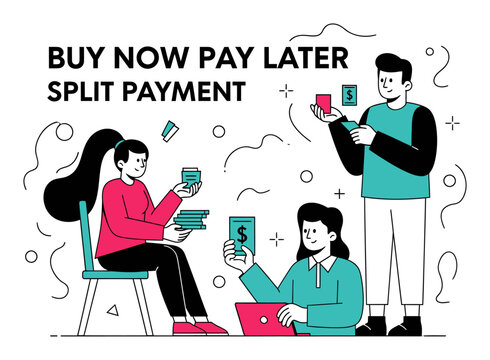Buy Now Pay Later - Split Payment Timeline, Vector Illustration