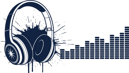 Sound wave and headphone audio music equalizer icon © MUHMUDABEGUM