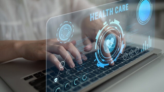 Digital health care technology and medical data dashboard concept. An interface for patient information, diagnostics, and monitoring health records. Motif - Powered by Adobe