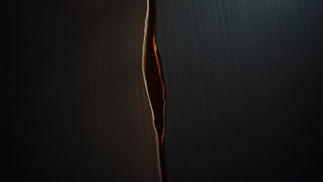 A thin golden light from a crack in dark wood, suggesting hidden space.