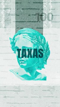 Taxas text &ndash; Brazilian Real currency &ndash; Digital Glitch Effect