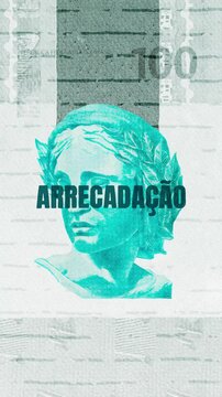 Arrecada&ccedil;&atilde;o text &ndash; Brazilian Real currency &ndash; Digital Glitch Effect