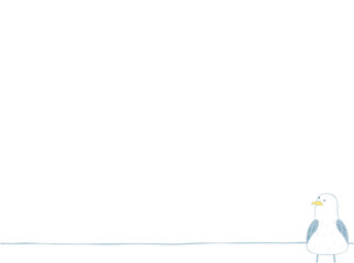 Seagull Illustration with Minimal Coastal Background