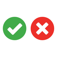 Obraz premium Checkmark and cross icons set