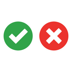 Obraz premium Green checkmark and red cross icons