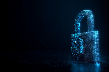 Cybersecurity Digital Lock: Glowing Code Network Protection Concept