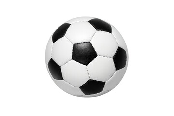 Obraz premium Traditional black and white soccer ball ready for playing football with friends, isolated on transparent background