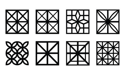 Collection of geometric patterns isolated on white background, Vector