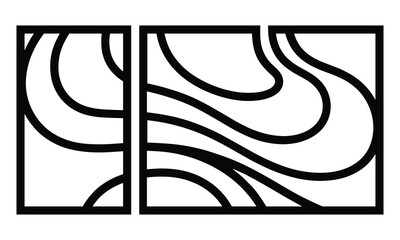 Abstract line art in black and white isolated on white background, Vector