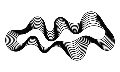 Abstract wavy lines isolated on white background, Vector