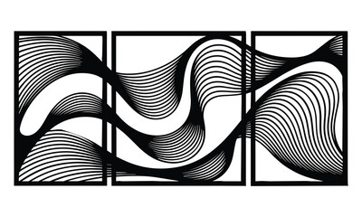 Abstract wavy lines artwork isolated on white background, Vector