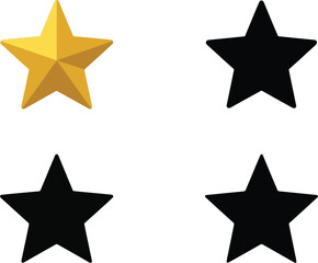 Obraz premium Two yellow and two black stars simple design element on transparent background silhouette