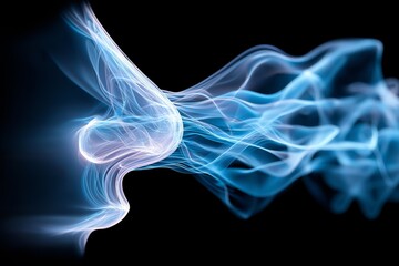 Obraz premium Abstract flowing breath stream symbolizing life energy respiration calmness invisible motion and vital biological airflow processes, Generative AI