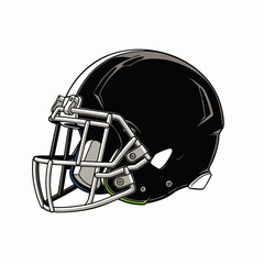 Fototapeta premium Sleek black American football helmet, an iconic symbol of protection, strength, and competitive spirit for athletes in professional and collegiate sports games.