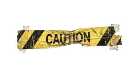 Caution tape border with weathered industrial texture and stripes