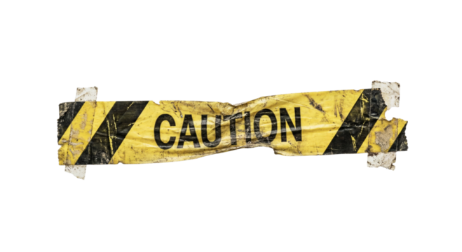 Caution tape border with weathered industrial texture and stripes - Powered by Adobe