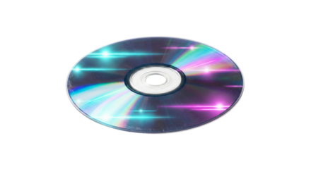 Compact disc with cyan and magenta light leaks isolated