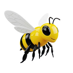 3d rendered cartoonish bee with large eyes isolated on transparent background