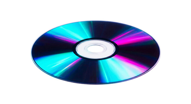 Compact disc with cyan and magenta light leaks isolated