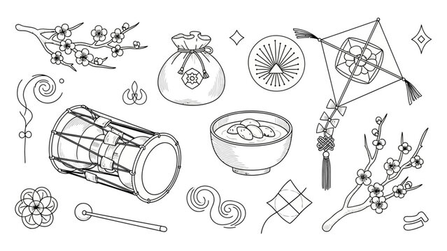 Traditional Indian Instruments and Cultural Symbols.