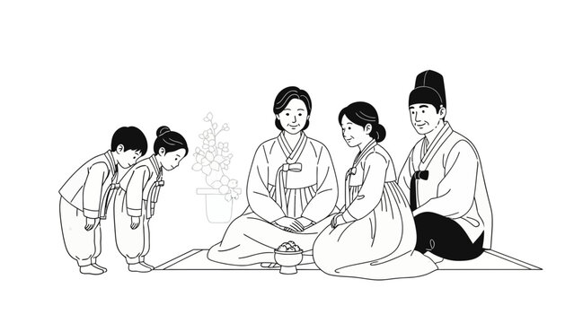 Family Members Performing Traditional Cultural Ritual.