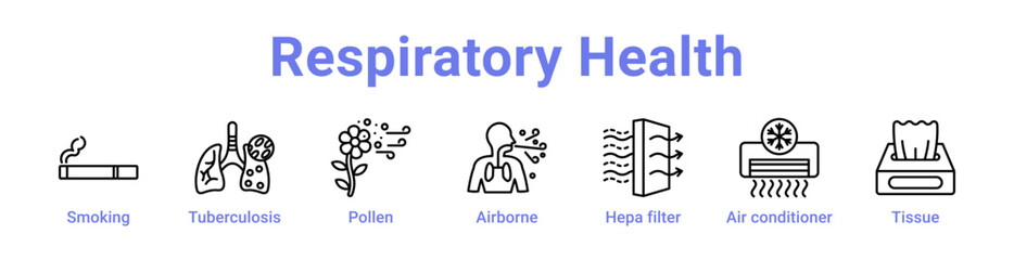 Fototapeta premium Respiratory Health Icon Banner and Collection
