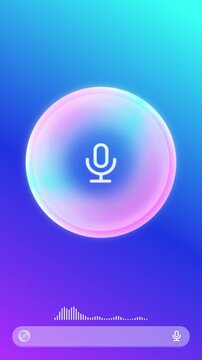 Smart AI personal assistant UI app screen animation, mobile artificial intelligence text to speech chatbot tool interface, abstract colorful gradient representing voice generation technology concept