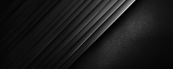 Obraz premium black carbon fiber background with diagonal lines and light gray shapes abstract dark texture with a geometric pattern for wallpaper Generative AI