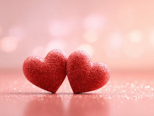 Obraz premium Romantic red Valentine heart-shaped, symbol of love and romance for valentine's background. 