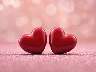 Fototapeta premium Romantic red Valentine heart-shaped, symbol of love and romance for valentine's background. 